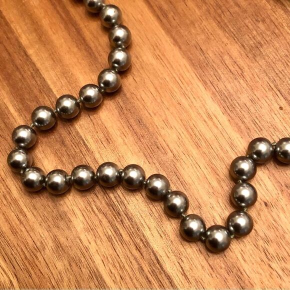 Kissaka | Simulated Pearl Necklace | Grey | 18” Length - Picture 2 of 3